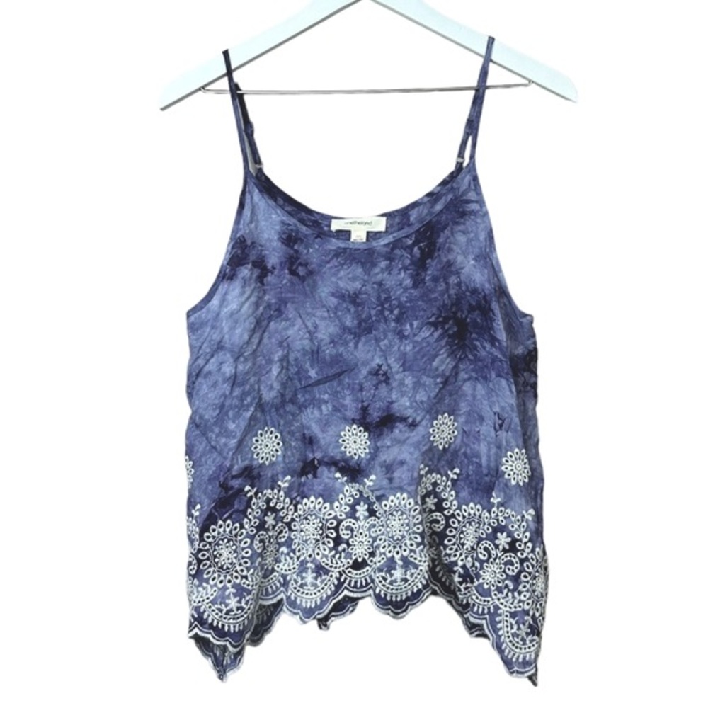 Onetheland Purple Tie Dye Eyelet Lace Tank Top Women Sz M